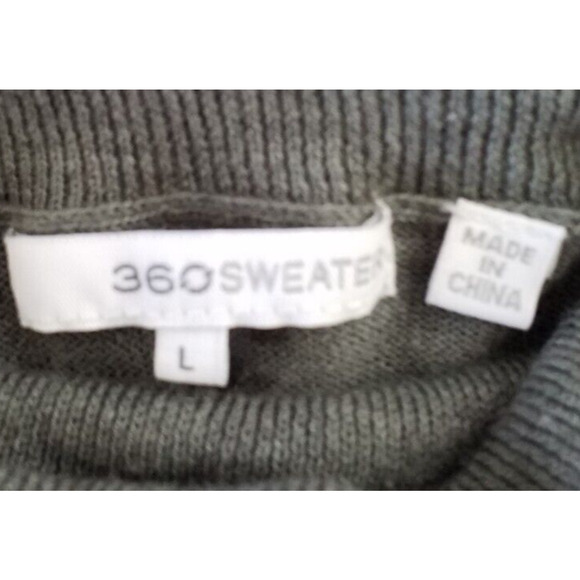 360Sweater Gray Ruched Sleeve Cotton Silk Wool Knit Top L - Picture 5 of 7